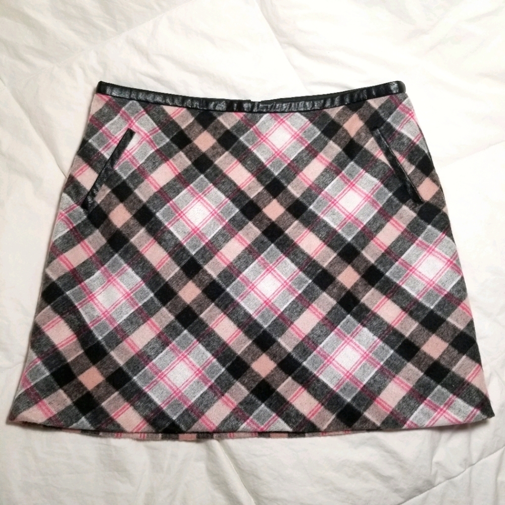 Oasis A-Line Pink Check Skirt
